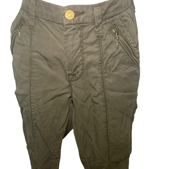 7 For All Mankind Olive Green Zipper Capri Pants - Picture 8 of 8